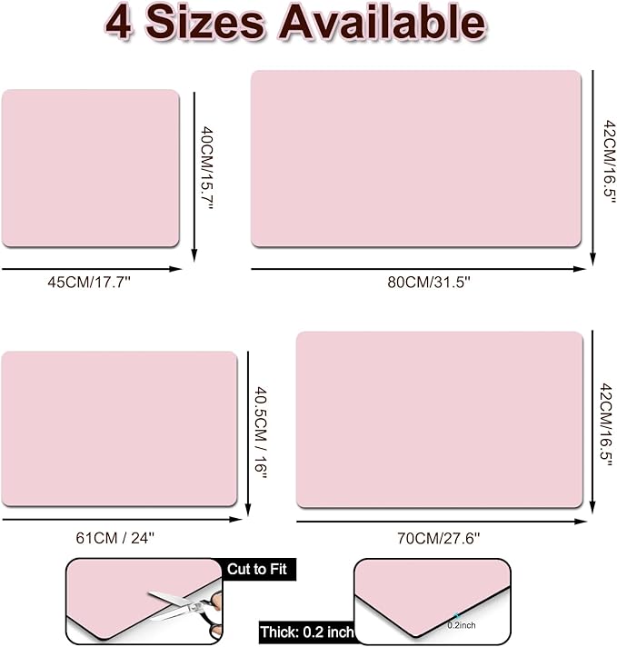 Dish Drying Mat for Kitchen, 16'' x 24'' Coffee Bar Mat for Countertops, Coffee Station Pad Mats with Non-slip Rubber Backed, Absorbent Dish Dying Mat for Kitchen Counter, Pink
