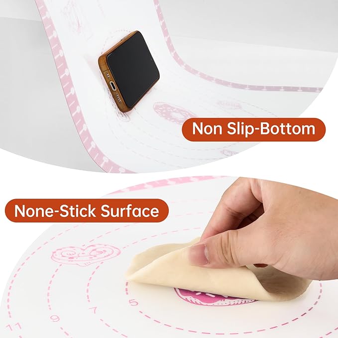 Non Slip Silicone Baking Mat With 10 Useful Recipes, Non Stick Dough Mat for Rolling Out, Silicone Mat for Baking,Cookie, Macaron, Pizza, Surdough, Extra Large and Oven Safe - Image 8