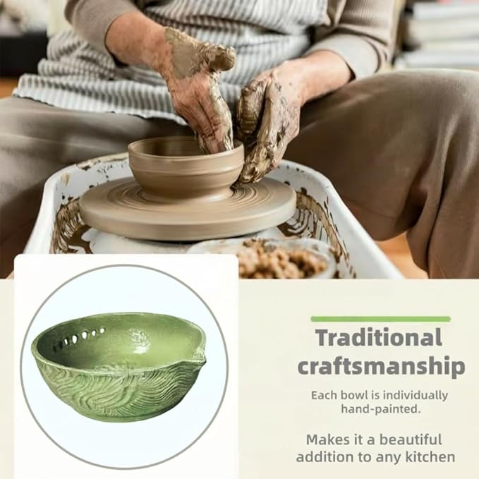 Garlic Grater Bowl 7-hole 2-in-1Kitchen Spanish Handheld Herb Stripper Ceramic Wasabi Cheese Spoon Ginger Spice Grinding Bowl Tool