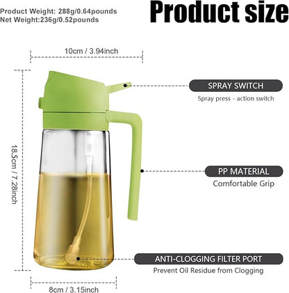 2 in 1 Glass Oil Sprayer & Dispenser,16oz/470ml Olive Cooking, Air Fryer, and Salad, for Kitchen Gadgets and Air Fryer Accessories, w/Stickers (Green) - Image 7