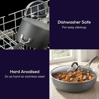 Circulon Radiance Deep Hard Anodized Nonstick Frying Pan /Skillet with Lid - 12 Inch, Gray - Image 5