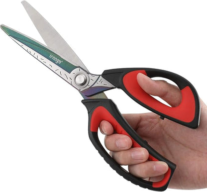 LIVINGO 10" Multipurpose Heavy Duty Scissors, Premium Titanium Coating Forged Stainless Steel Tool Industrial Shop Shears for Household, Pruning, Gardening, Fabric, Red/Black - Image 5