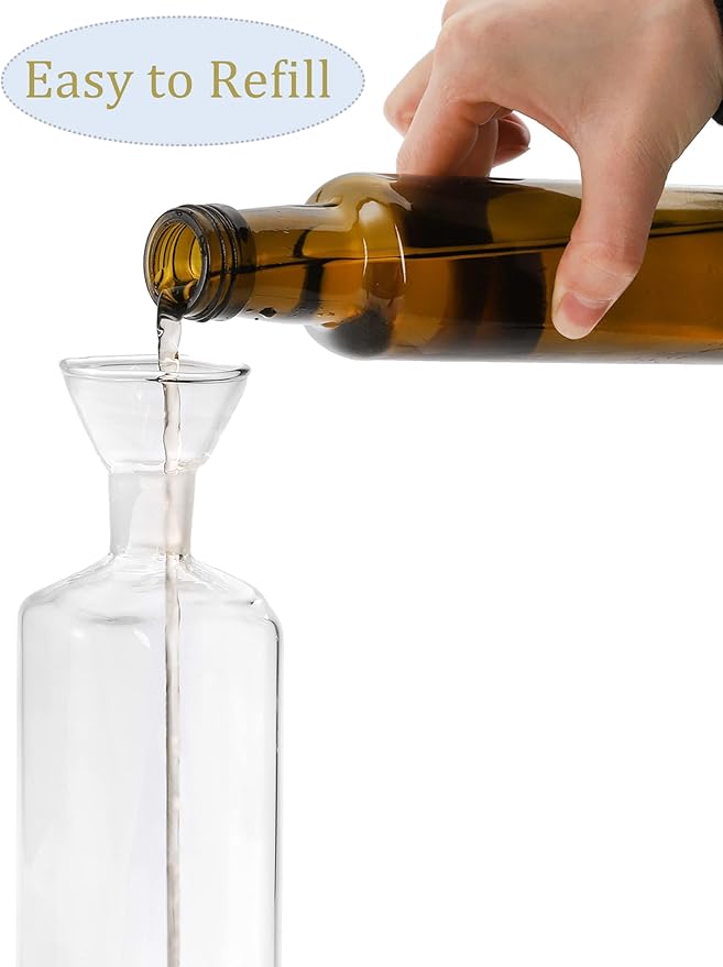 Yesland 2 Pack Olive Oil Bottle - 17 Oz Glass Oil Dispenser Vinegar Cruet - Oil Carafe Decanter with Spout for Kitchen, BBQ, Cooking, Syrup - Image 3