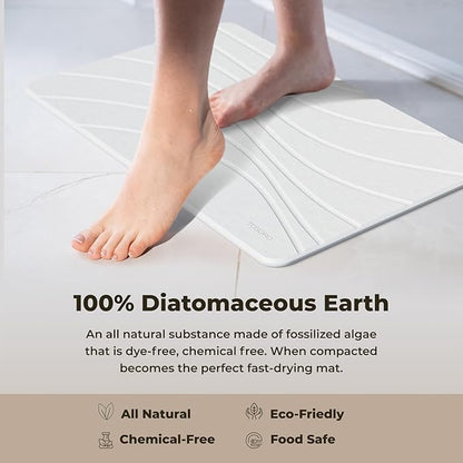 TOSORO - Stone Bath Mat Diatomaceous Earth Shower Mat Non-Slip Super Absorbent Diatomite Stone Bath Mats for Bathroom Floor Quick Drying Natural Easy to Clean (23.5 x 15) - Sandstone