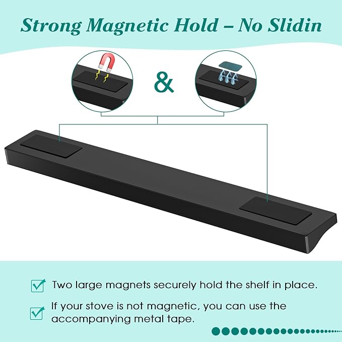 Foeacry 30" Magnetic Stove Top Shelf - Stainless Steel Magnetic Spice organizer for above the Over stove shelf kitchen small space solutions - Image 3