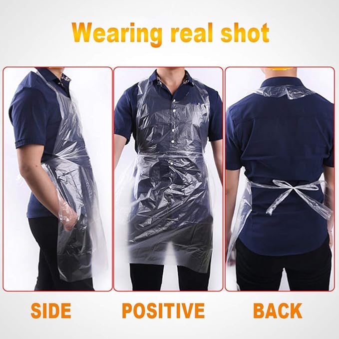 Disposable Aprons (50 Count), Plastic apron for Painting Party, Cooking, Housework, Picnic etc. - Image 5