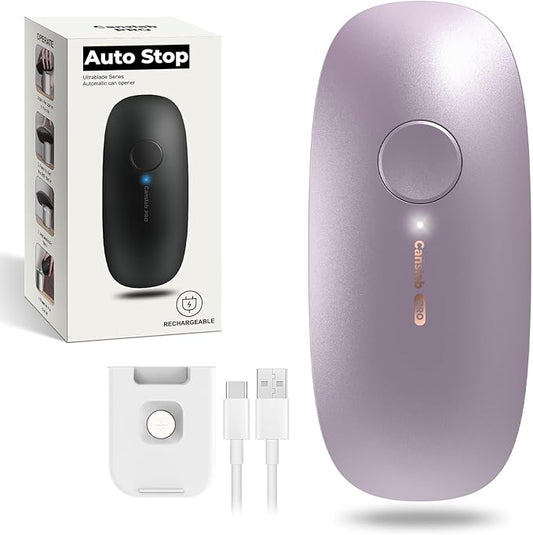 Canslab Ultrablade PRO - USB Rechargeable Electric Can Opener for Kitchen for Seniors with Arthritis- Auto Stop One touch Automatic Can Opener, Smooth Edge, Small Size Can Opener, Purple by Canslab