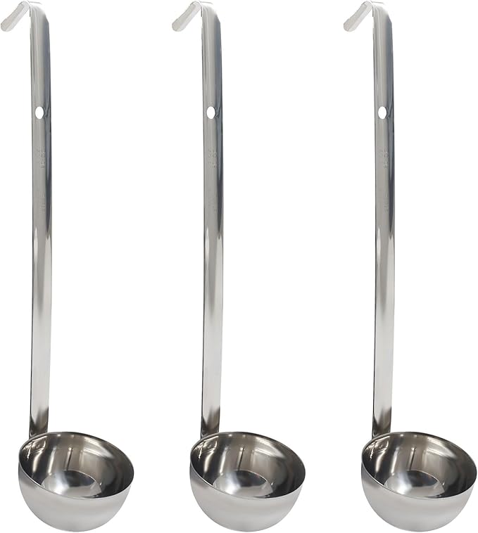 3 Oz Stainless Steel Ladle, 3 Pcs Sturdy Soup Ladle, 9" Long Handle Length for Stirring, Portioning and Serving Soup and Stew in Restaurants and Home (2.72" Bowl Diameter） by Auvotuis