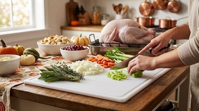FARBERWARE Extra-Large Plastic Cutting Board, 15x20 Inch Dishwasher-Safe Chopping Board with Juice Groove, Non-Slip Surface, Durable, White - Image 11