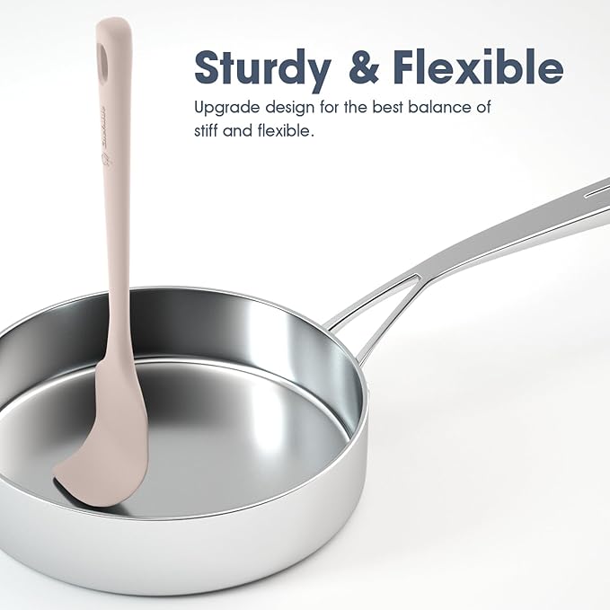 ChefAide 5 Pieces Silicone Spatula Set, Food Grade Rubber Spatula, Upgrade Strong Handle with Ergonomic Grip, Heat Resistant Up to 600°F for Nonstick Cookware, Cooking - Image 4