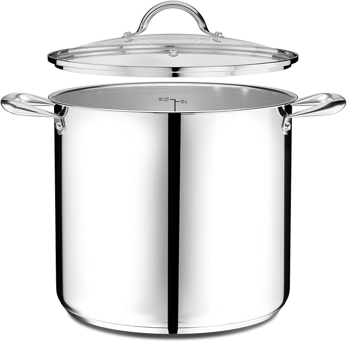 Stainless Steel Stockpot with Tempered Glass Lid 8 Quart, Durable 18/0 Stainless Steel, Impact-Bonded Base for Even Heating, Riveted Handles, Oven & All Stove Compatible, Safe Up To 500°F (260°C) - Image 10