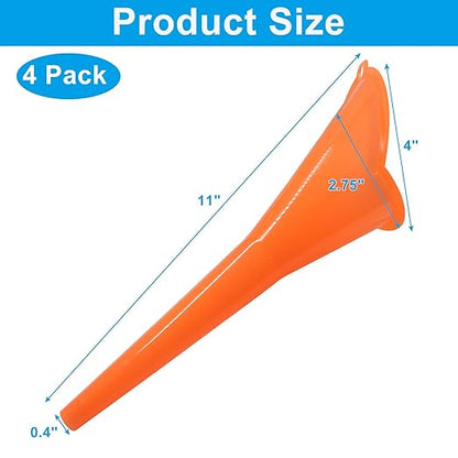 4 Pack Plastic Long Neck Oil Funnel, Multi Function Automotive Funnels for Engine Oil Kerosene, Versatile Liquid Funnel Set for Oil Change/Car Enthusiasts