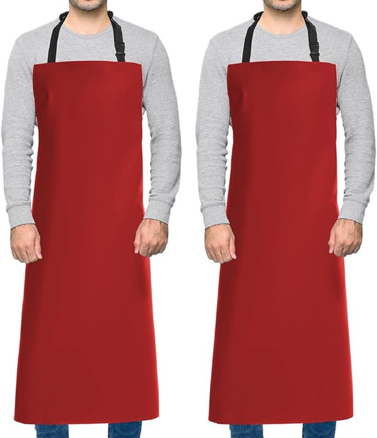 Homsolver 2 Pack Waterproof Rubber Aprons, Heavy Duty Butcher for Men, Chemical Vinyl Plastic Aprons for Dishwashing by Homsolver