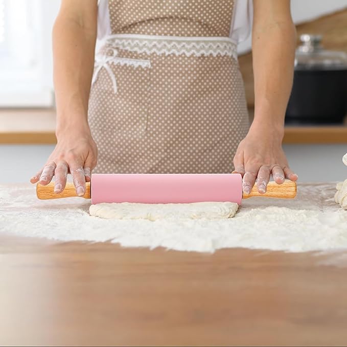 Yopay 4 Pack Silicone Rolling Pin for Baking, Non Stick Large 17 Inch Roller with Wood Handle for Tortillas Dough, Pizza, Pie, Pastries, Pasta, Cookies, Good Grips, Easy to Wash - Image 6