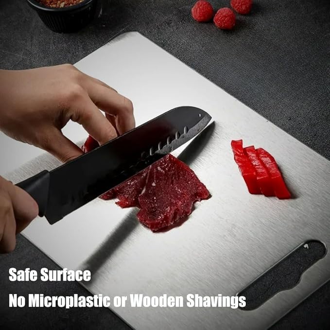 Titanium Cutting Board - 2026 New Upgrade 100% Pure Titanium Cutting Boards for Kitchen Double Sided Non Toxic Titanware Cutting Board,Hygiene Durable Dishwasher Safe Chopping Board (12"L x 9"W)
