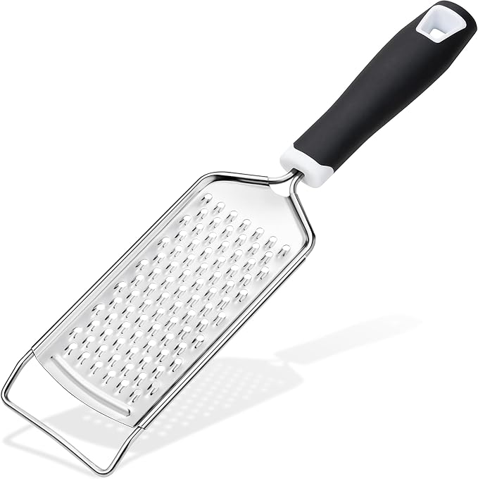 Rainspire Professional Cheese Graters for Kitchen Stainless Steel Handheld, Metal Lemon Zester Grater With Handle For Cheese, Chocolate, Spices, Kitchen Gadgets And Tools, Soft Grip Handle, Black by Rainspire
