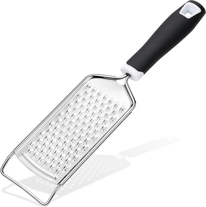 Rainspire Professional Cheese Graters for Kitchen Stainless Steel Handheld, Metal Lemon Zester Grater With Handle For Cheese, Chocolate, Spices, Kitchen Gadgets And Tools, Soft Grip Handle, Black by Rainspire