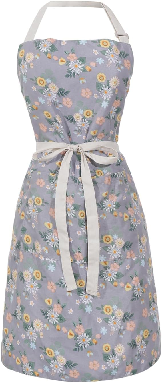 Aoomzoon Kitchen Aprons for Women with 2 Pockets,Double Sided Vintage Adjustable Apron for Gardening Cooking Arting Painting by Aoomzoon