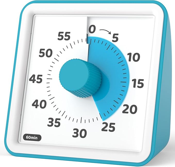 LIORQUE Visual Timer for Kids, 60-Minute Countdown Timers for Classroom Office Kitchen with Silent Operation, Kids Timer for Teaching (Batteries Included) by LIORQUEProducts