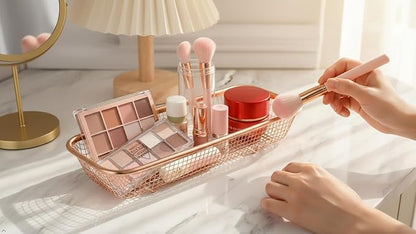 4Pack Stainless Steel Tumbler Cup Lid Organizer Inside Cabinet, Mason Jar Lid Holder, Rectangular Basket for Storage of Silverware, Chopsticks, straws and Utensils, Rosegold - Image 7
