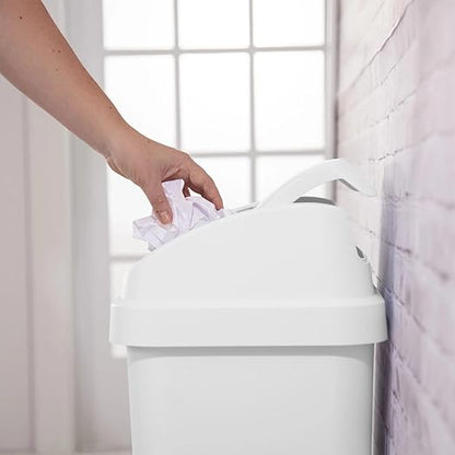 Kitchen Trash Can, 13 Gallon Plastic Garbage Bin with Swing Top Lid, White, Gray(White) - Image 4