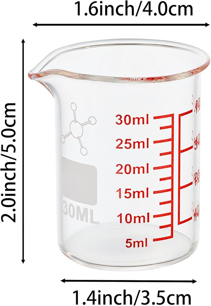 High Borosilicate Glass Measuring Cup-V-Shaped Spout，Glass Measuring Beaker for Kitchen or Restaurant, Easy to Read, 30 ML (1 Oz)-Pack of 2 - Image 8