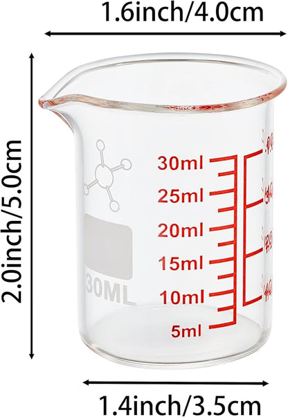 High Borosilicate Glass Measuring Cup-V-Shaped Spout，Glass Measuring Beaker for Kitchen or Restaurant, Easy to Read, 30 ML (1 Oz)-Pack of 2 - Image 8