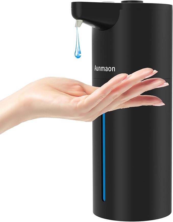 Aunmaon Automatic Soap Dispenser Touchless, Hands-Free, Multi Adjustable Volume, Long Battery Life, Compatible with Thick & Thin Dish/Hand Soap for Bathroom and Kitchen, Easy for Toddlers, Black by Aunmaon