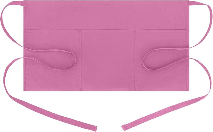 BOHARERS Pink Waitress Apron for Women with 3 Pockets - Durable Server Aprons for Restaurant Waterproof Oilproof by BOHARERS