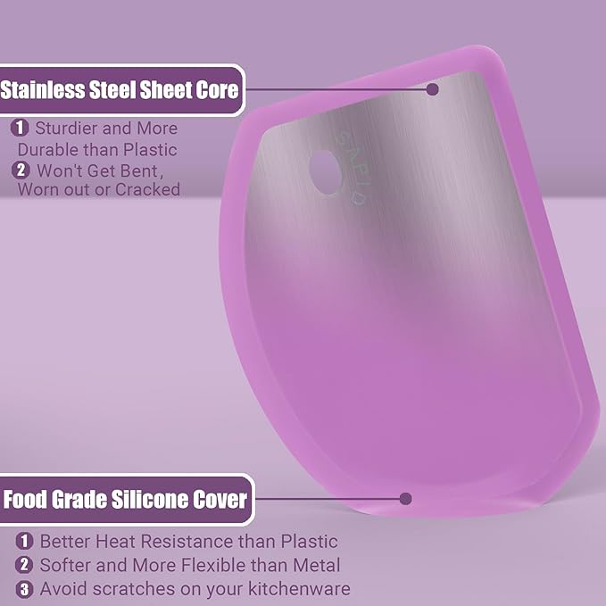 Sapid Silicone Bowl Scraper Flexible Curved Edge (5.98"×4.3"), Food Grade Bench Dough Scraper for Baking Sourdough Bread, Cake, Fondant Icing, Heat- Resistance Kitchen Dish Pan Scrapers (1, Purple) - Image 2