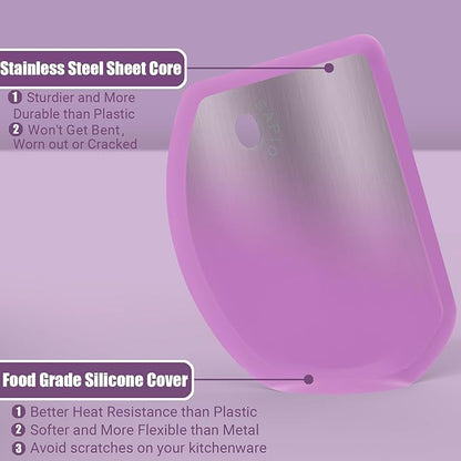 Sapid Silicone Bowl Scraper Flexible Curved Edge (5.98"×4.3"), Food Grade Bench Dough Scraper for Baking Sourdough Bread, Cake, Fondant Icing, Heat- Resistance Kitchen Dish Pan Scrapers (1, Purple) - Image 2