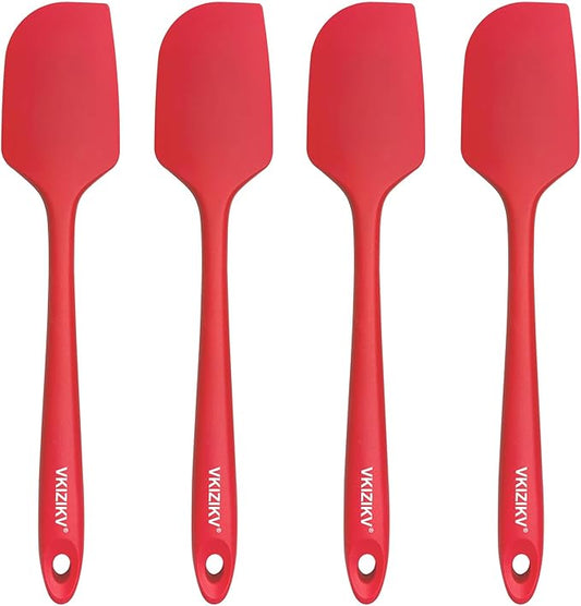 4 Pcs Silicone Spatula Set, 11.4 In, 600°F Heat Resistant Rubber Spatulas for Baking, Cooking & Mixing, Flexible and Non-Stick Kitchen Utensils, Seamless & Dishwasher Safe (Red)