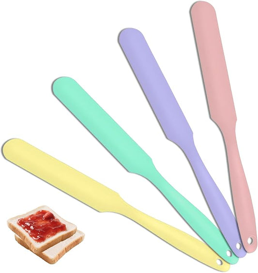 4Pcs Jar Spatula Silicone Long Scraper, Food-grade Cream Spatulas, Heat-Resistant Jam Spreader for Scraping Kitchen Baking Mixing Cake Butter by Unknown