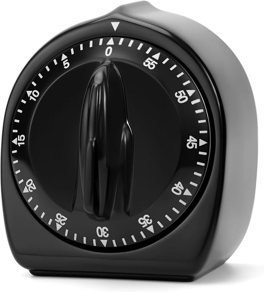 Kitchen Timers for Cooking, 60 Minute Wind Up - Chef Cooking Timer with Loud Alarm,100% Mechanical Desk Timer -No Batteries Required - Manual Countdown timers for Home, Study and Cooking (Black) by Albayrak