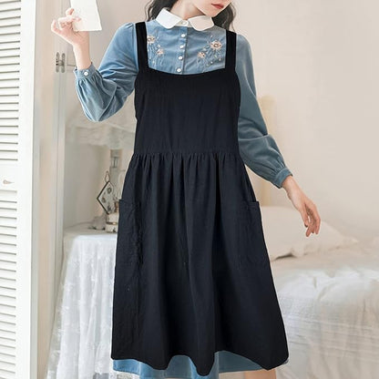 Uaussi Cotton Linen Apron Cross Back Work Apron for Women with Pockets Pinafore Dress X Cross Halter Apron for Chef Gardening - Image 6