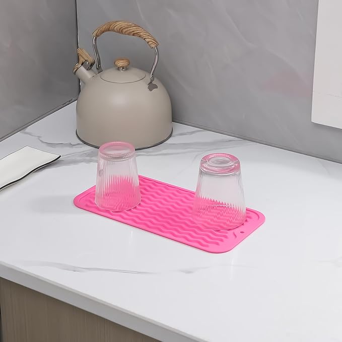 MicoYang Silicone Dish Drying Mat for Multiple Usage,Easy clean,Eco-friendly,Heat-resistant Silicone Mat for Kitchen Counter or Sink,Refrigerator or Drawer Liner Rose S 12 inches x 6 inches - Image 8