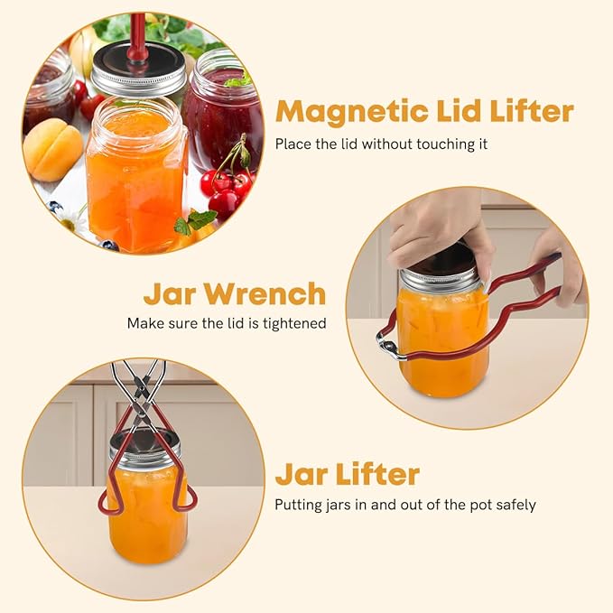 21.5 QT Stainless Steel Canning Pot with Lid, Rack & Canning Tools Set, Canning Supplies Kit Water Bath Canner for Beginner