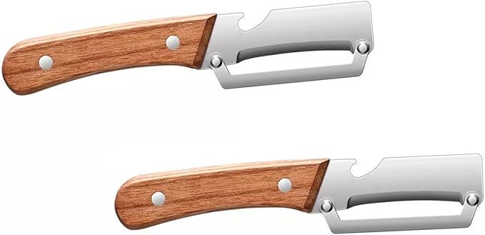 Multifunctional Vegetable Peeler,Zero Flex Peeler with Wooden Handle and Bottle Opener,Stainless Steel Kitchen Tool Suitable for All Kinds Of Vegetables and Fruits(2 PCS) by Unknown