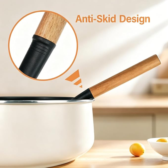 Large Silicone Cooking Utensils Set, 10Pcs Nonstick Kitchen Utensil Set with Wooden Handle, Heat Resistant Silicone Utensils for Cooking, BPA Free Spatula Set with Turners Spoon Ladle Skimmer(Black) - Image 7