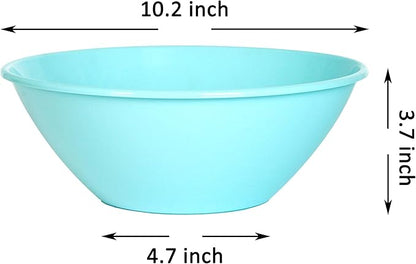 Youngever 10 inch 100 Ounce Plastic Mixing and Serving Bowls, Popcorn Bowls, Salad Bowls, Chip and Dip Serving Bowls, Set of 9 (Coastal) - Image 3
