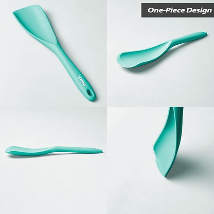 Cooking Spoon for Nonstick Cookwares, VOVOLY Silicone Spoon for Mixing, Scoop, and Scrape,Seamless Design, 12.6'', 2 Pack, Teal - Image 3
