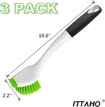 3 Pack Dish Brush,Dish Scrub Brush, Kitchen Scrub Brush for Cleaning Dishes, Double Sided Bristles Scrubber Cleaner for Dishes,Sink,Pots,Pans,Bathroom Shower,Tile,Tubs - Image 2