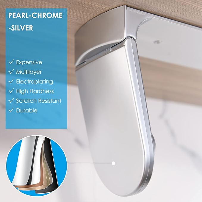 simpletome ONE Hand Tear Paper Towel Holder Under Cabinet Adhesive or Drilling Installation Aluminum Alloy + ABS (Pearl Chrome Silver) - Image 5