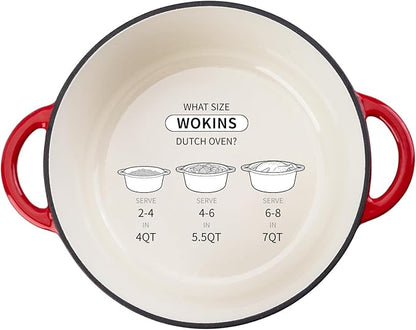 Enameled Cast Iron Dutch Oven - 5.5QT Pot with Lid,Oven Safe to 500°F,Heavy-Duty Cookware for Sourdough Bread Baking,Braising,Stews,Roasting Red - Image 9
