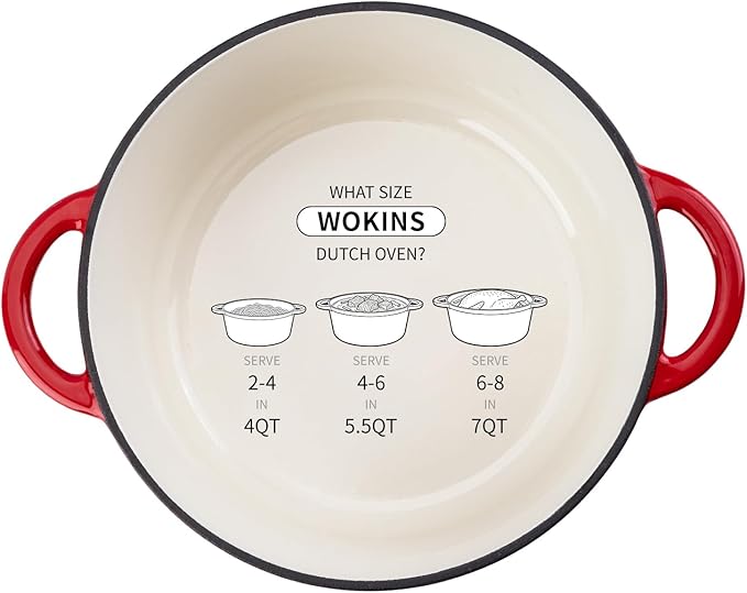 Enameled Cast Iron Dutch Oven - 4QT Pot with Lid,Oven Safe to 500°F,Heavy-Duty Cookware for Sourdough Bread Baking,Braising,Stews,Roasting Red - Image 9