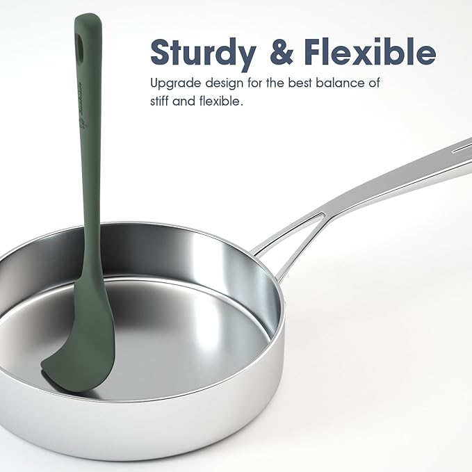 ChefAide 5 Pieces Silicone Spatula Set, Food Grade Rubber Spatula, Upgrade Strong Handle with Ergonomic Grip, Heat Resistant Up to 600°F for Nonstick Cookware, Cooking - Image 4