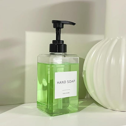Clear Soap Dispenser with Waterproof Labels, Thickened Plastic Hand Soap Dispenser for Bathroom, Kitchen Dish Washing Liquid Bottles, Shampoo and Conditioner Bottles with Funnel (15oz 2Pack Clear) - Image 6