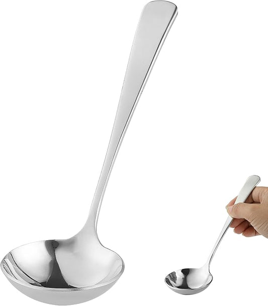 Small Ladle for Serving, 7.8 Inch 18/10 Stainless Steel Mini Gravy Ladle for Soup, Sauce and Gravy, Sturdy and Anti-corrosion, Dishwasher Safe by Unknown