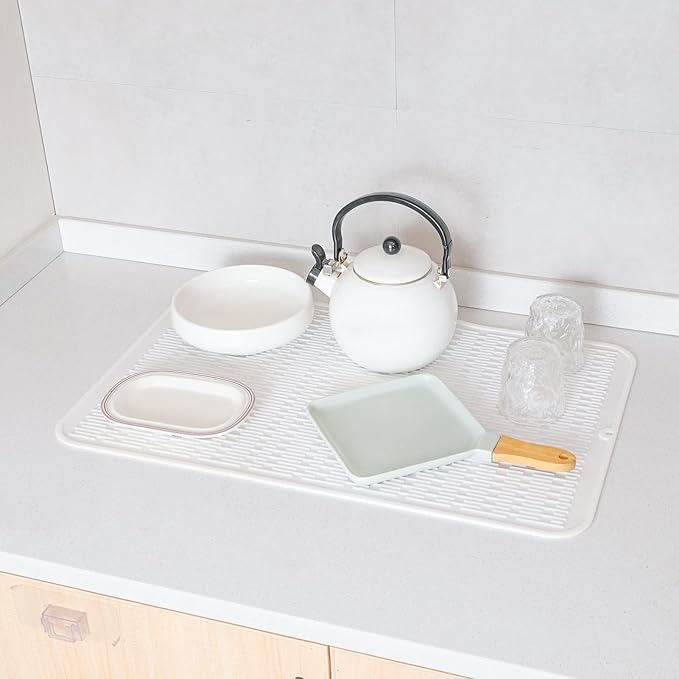 MicoYang Silicone Dish Drying Mat for Multiple Usage,Easy clean,Eco-friendly,Heat-resistant Silicone Mat for Kitchen Counter or Sink,Refrigerator or Drawer Liner White 3XL 28 inches x 18 inches - Image 6