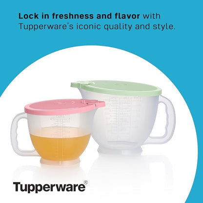 Tupperware Classic Mix-N-Store Pitcher Set in Mint Green and Candy Pink, Dishwasher Safe and BPA Free (2 Bowls, 2 Lids) - Image 6